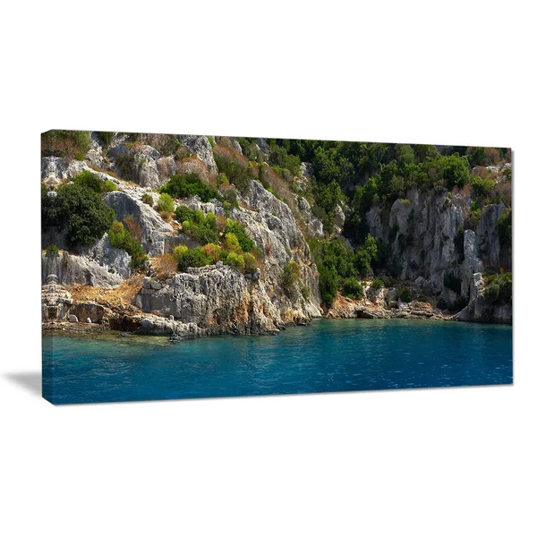 Design Art Beautiful Turkey Tropical Beach Photographic Print on Wrapped Canvas - Blue