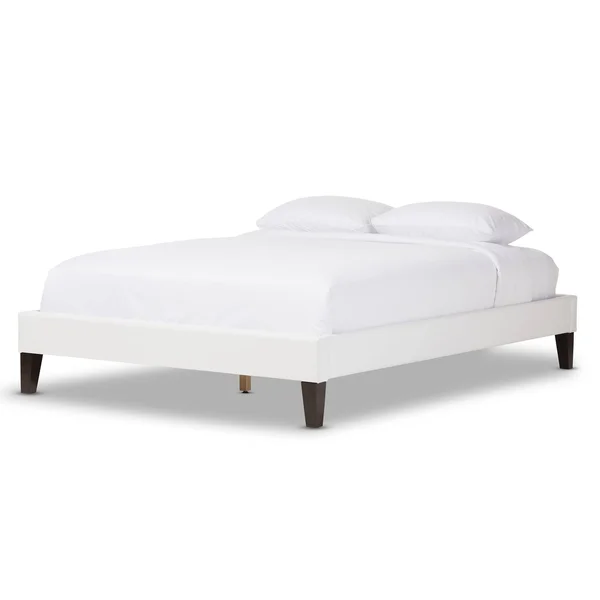 Baxton Studio Lancashire Modern White Faux Leather Platform Bed Queen