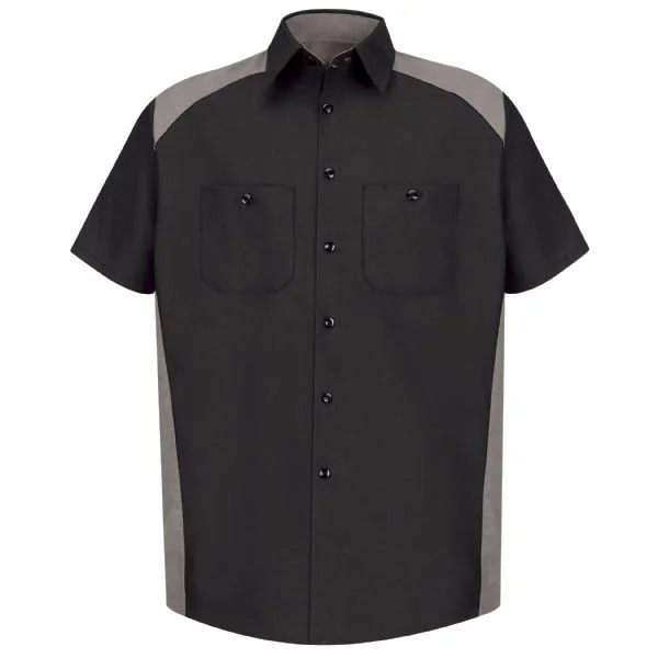 Red Kap SP28 Men's SS Motorsports Shirt - Price/Pcs - Black/Grey, Xs