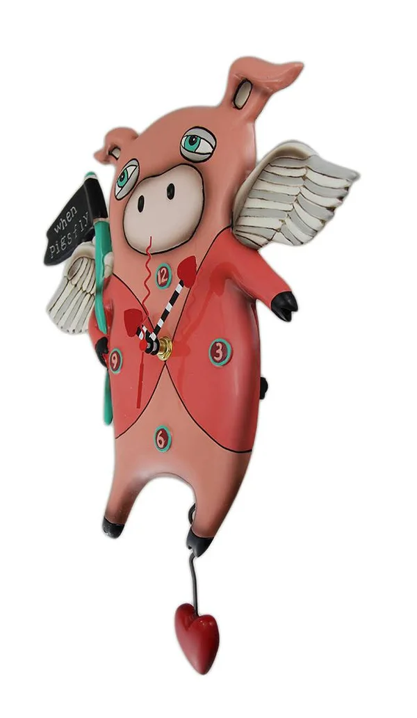 Allen Designs When Pigs Fly Pendulum Wall Clock 13 in.