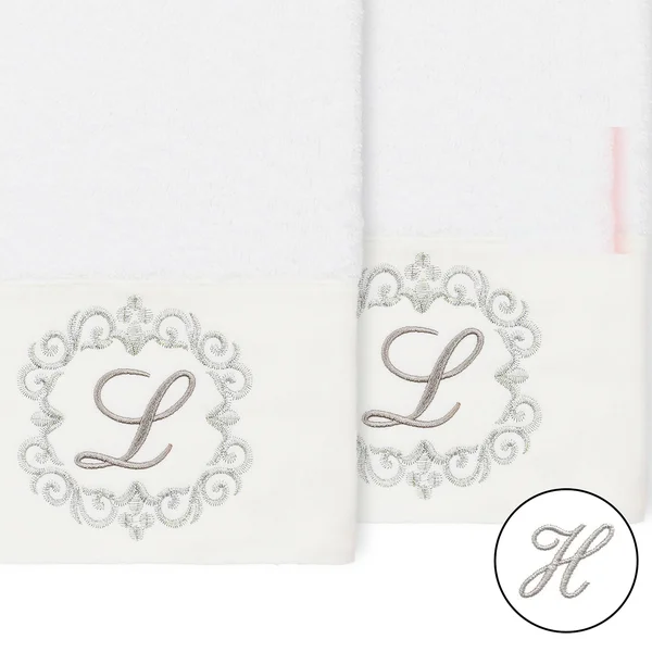 Linum Home Textiles 100% Turkish Cotton Monica 2pc Embellished Hand Towel Set - Size: 16 inch x 30 inch, Brown