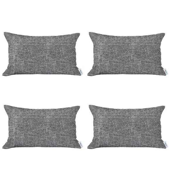 HomeRoots Set of 4 Jacquard Lumbar Pillow Covers - Yellow