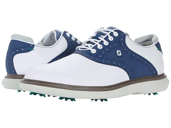 FootJoy Men's Traditions Golf Shoe - White/Navy, 8