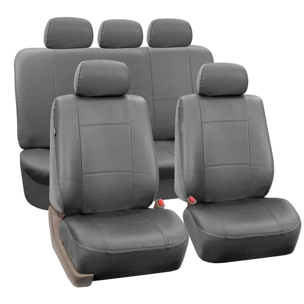 FH Group Gray Faux Leather AIRBAG Compatible and Split Bench Car Seat Covers Full Set