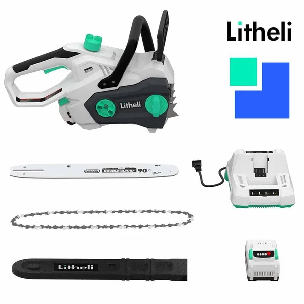 Litheli 40V Cordless Chainsaw 14 Inches with Brushless Motor - 2.5Ah Battery and Charger