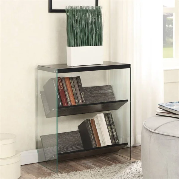 Pemberly Row 2 Shelf Bookcase in Weathered Gray - PR-1473436