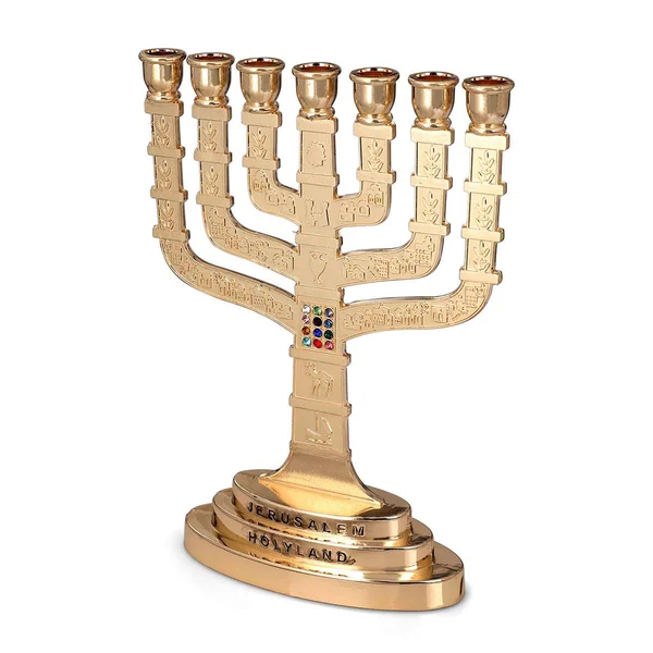 Seven Branch Menorah - 12 Tribes of Israel (Variety of Colors)