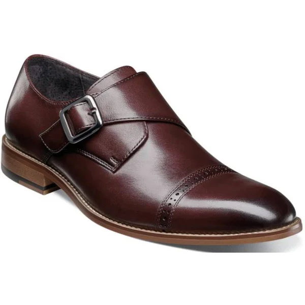 Stacy Adams Desmond Cap-Toe Monk-Strap Loafer (Burgundy) Men's Shoes