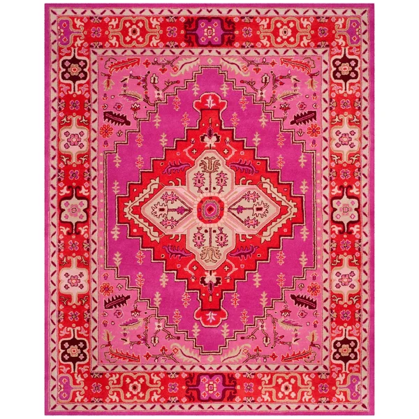 Safavieh 8& x 10& Bellagio BLG545A Red Pink Ivory Rug
