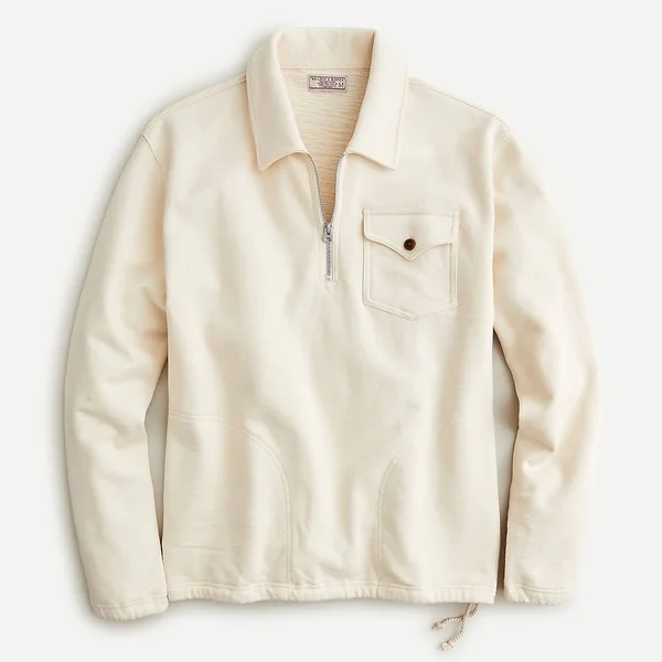 J.Crew Mens Wallace & Barnes French Terry Half-Zip Sweatshirt (Size Medium)