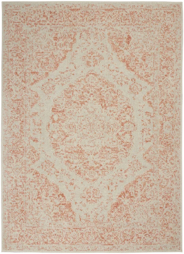 Nourison Tranquil TRA11 Area Rug - Ivory/Pink, 4& x 6&