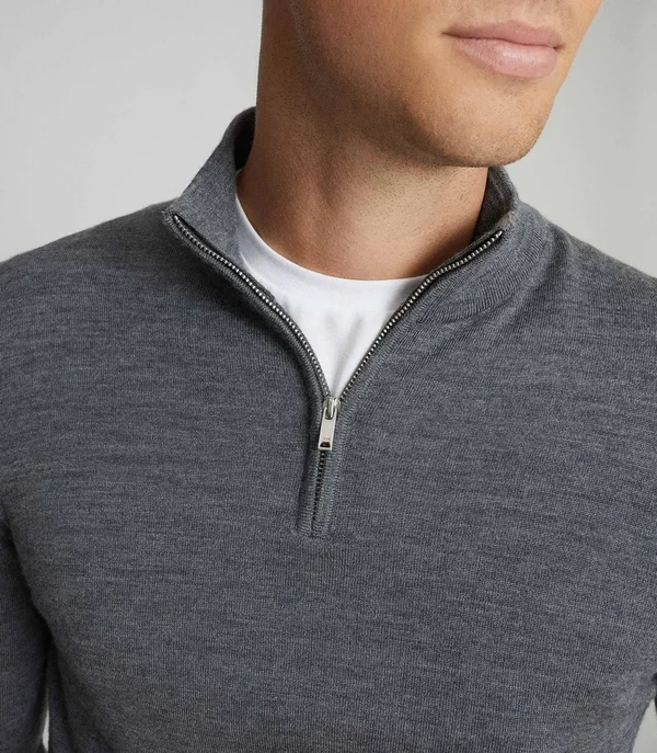 Men's Reiss Blackhall Wool Half Zip Pullover, Size Small - Grey