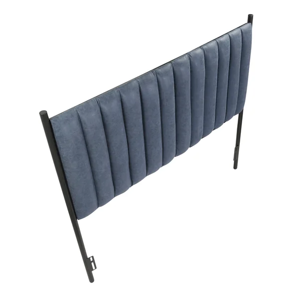 Chloe Queen Headboard in Black Metal & Faux Leather - Grey