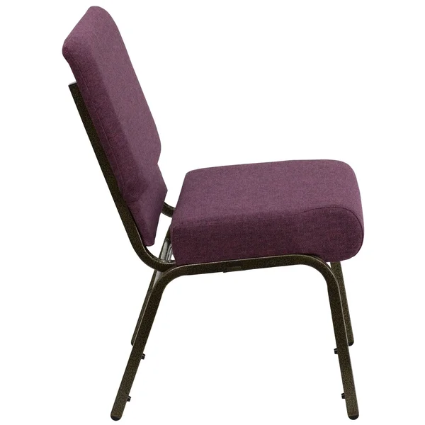 Hercules Series 21&&W Stacking Church Chair Plum Fabric/Gold Vein Frame
