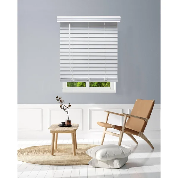 Linen Avenue Custom Cordless Outside Mount Faux Wood Blinds, 64.5 W x 72 H, White