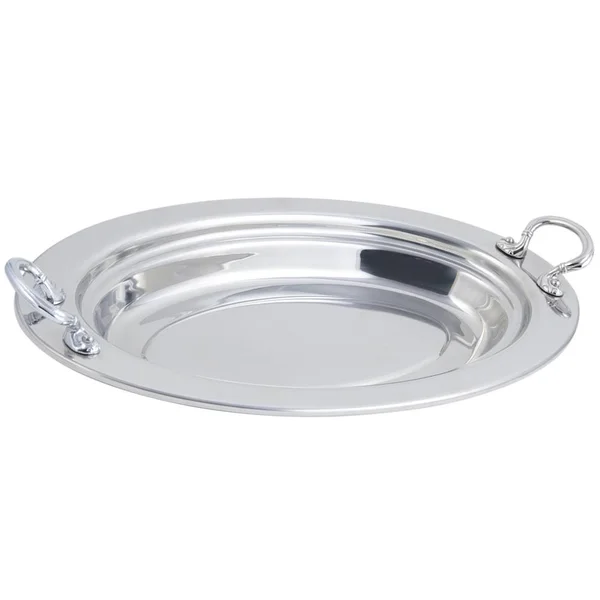 Bon Chef 5288HRSS 19x22 x 11x22 x 2x22 Stainless Steel 2.5 Qt. Plain Design Oval Food Pan with Round Stainless Steel Handles