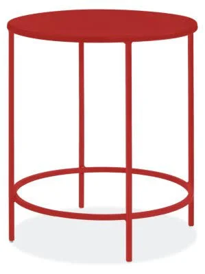 Room & Board, Modern Slim Round End Table in Scarlet 20 Diameter 22H in Recycled Metal/Powder-Coated Steel Red