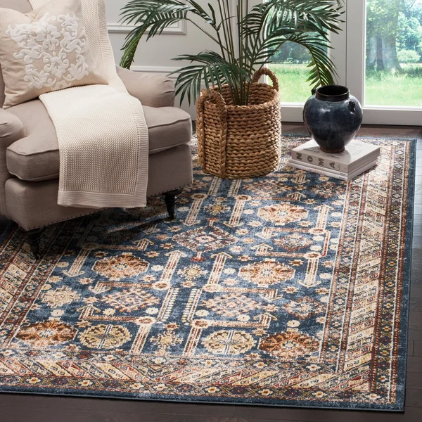Safavieh BIJ653B-5SQ Square Traditional Bijar Area Rug Royal & Ivory - 5 x 5 ft.