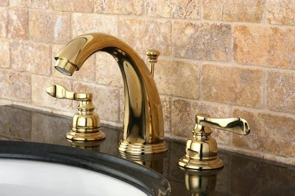 Kingston Brass KB8982NFL NuWave French Widespread Lavatory Faucet with ABS & Brass Pop-Up Polished Brass