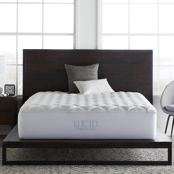 Lucid Comfort Collection Overfilled Mattress Pad, Size: Queen, White