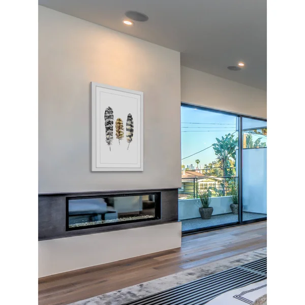 Marmont Hill Owl Feathers by Rachel Byler Framed Painting Print, White