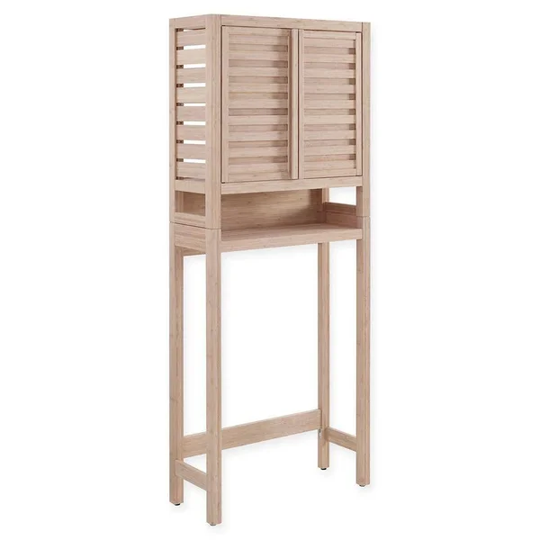 Haven No Tools Bamboo Over-the-Toilet Space Saver in White Washed