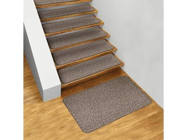 House, Home and More Set of 15 Skid-Resistant Carpet Stair Treads 8 in. x 30 in. and Matching Landing Rug 2 ft. x 3 ft - Praline
