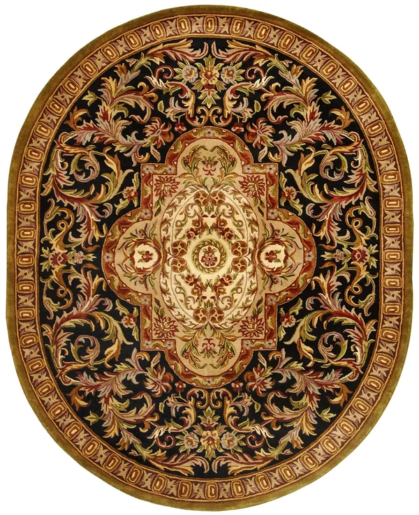Safavieh Classic CL220B Black - Beige Rug 7&6x22 x 9&6x22 Oval