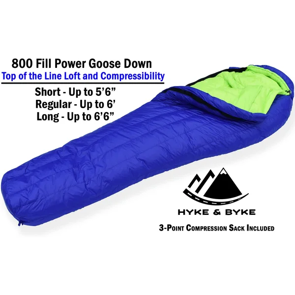 800 Fill Power Goose Down Sleeping Bag for Backpacking