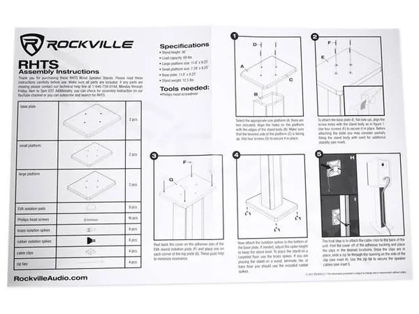 Rockville Pair 36x22 Bookshelf Speaker Stands for Klipsch RP-150M Bookshelf Speakers