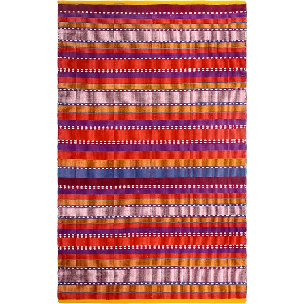 Fab Habitat Handmade Recycled Cotton Sarva Multi Red Rug (India) - Red/Gold - 5' x 8'