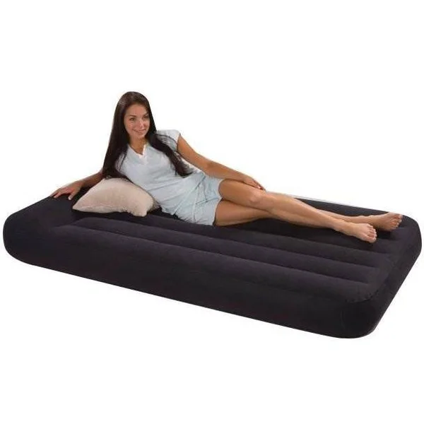 2) Intex Twin Classic Pillow Rest Airbed Mattress Bed with Built-In Pump - 66775E