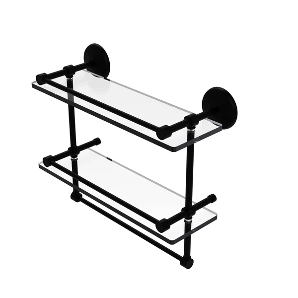 Allied Brass 22x22 Gallery Double Glass Shelf with Towel Bar, MC-2TB/22-GAL-GYM, Matte Gray