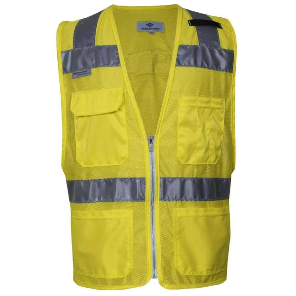 VIZABLE Hi-Vis Deluxe Micro Mesh Road Vest, ANSI Class 2, Type R Type R Class 2, 2XL, Yellow