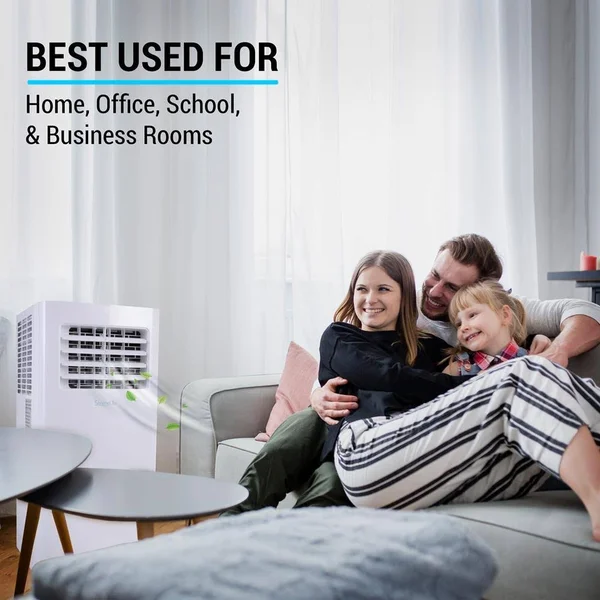 Serenelife SLPAC105W 300 Square Feet 10000 BTU Portable Air Conditioner w/Remote