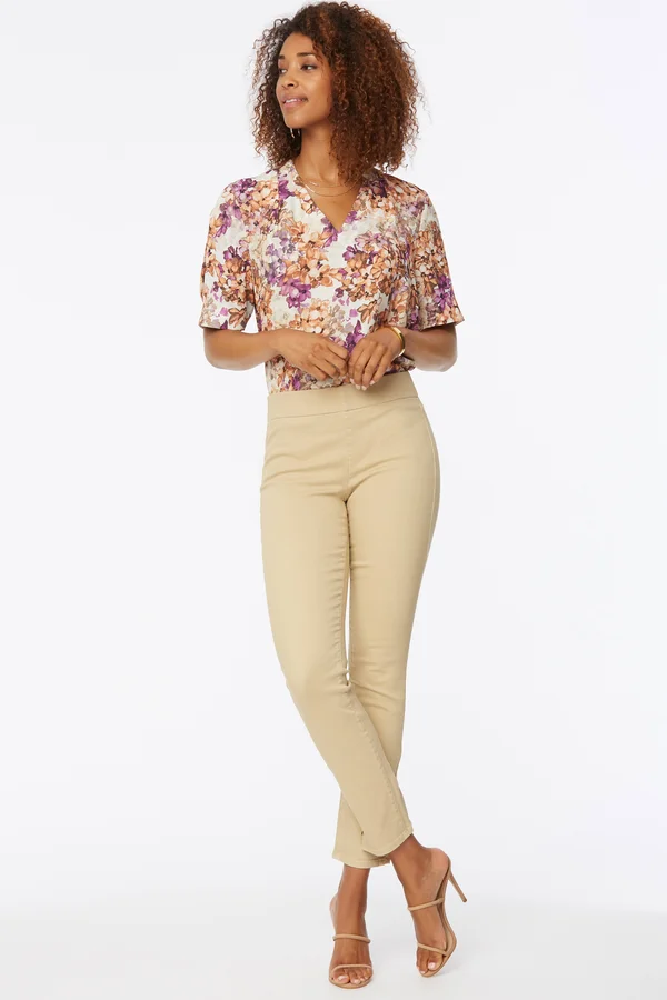 Nydj Women's Skinny Ankle Pull-On Jeans in Petite in Marisol Warm Sand - Size: 10p