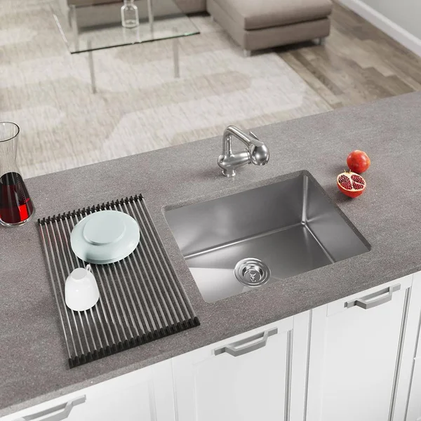 Mr Direct Undermount Stainless Steel 23 in. Single Bowl Kitchen Sink Kit - Silver 1823-RG