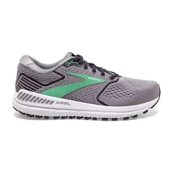 Brooks Women's Ariel &20 Alloy/Blackened Pearl/Green, 7, 2E