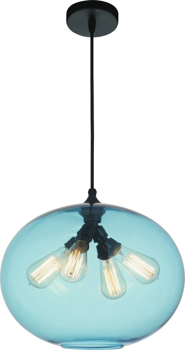 CWI Lighting Glass 4-Light Transparent Blue Pendant