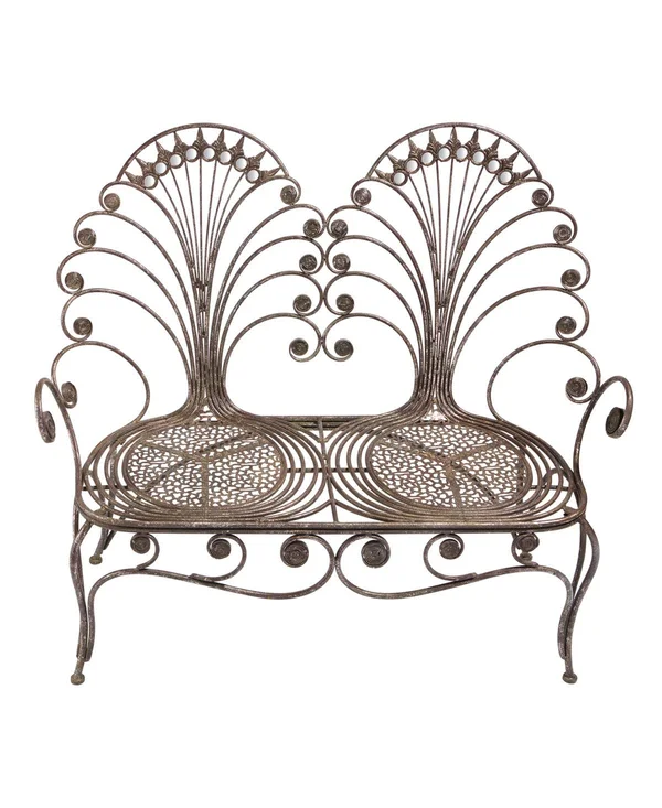 Design Toscano Grand Peacock Metal Garden Loveseat Bench