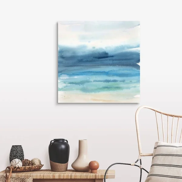 Indigo Seascape I, Canvas Wall Art, 30x30, Great Big Canvas