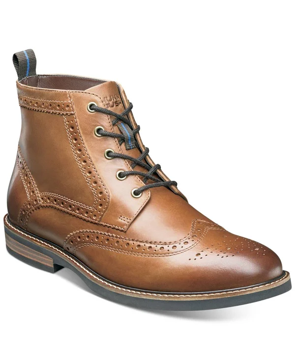 Nunn Bush Men's Odell Medium/Wide Wingtip Boots (Tan Leather) - Size 9.5 M - Style #23657