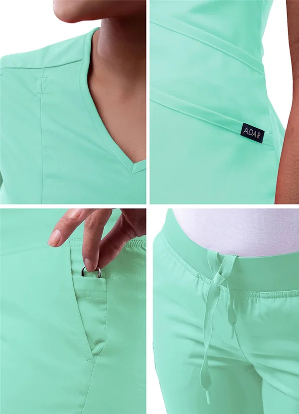 Adar Pro Core Classic Scrub Set for Women - Tailored V-Neck Scrub Top & Tailored Yoga Scrub Pants