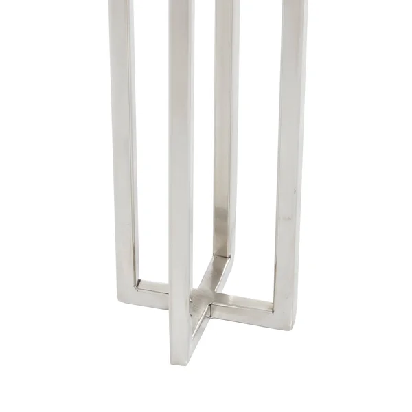 2 Pcs Candle Holders for Pillar Candles Modern Glass and Stainless Steel Centerpieces for Home Silver - 4 x 4 x 13 - White