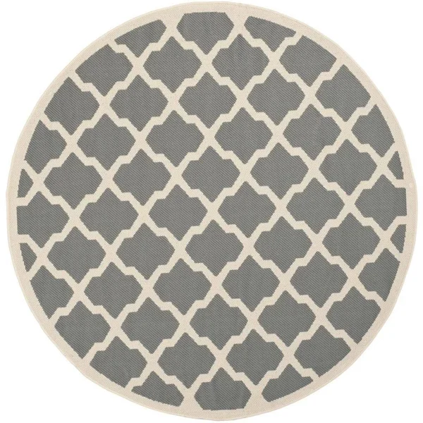 Safavieh Courtyard Anthracite & Beige 2&-3x22 x 8& Indoor/Outdoor Rug