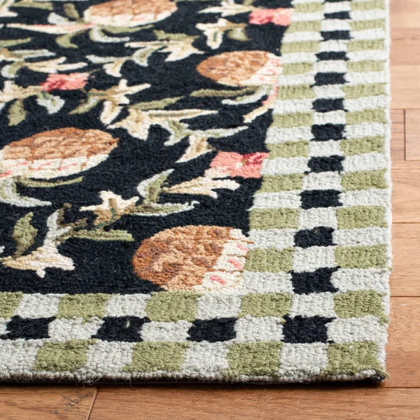 Safavieh Chelsea HK164A 4&0x22 x 4&0x22 Round Black - Ivory Area Rug