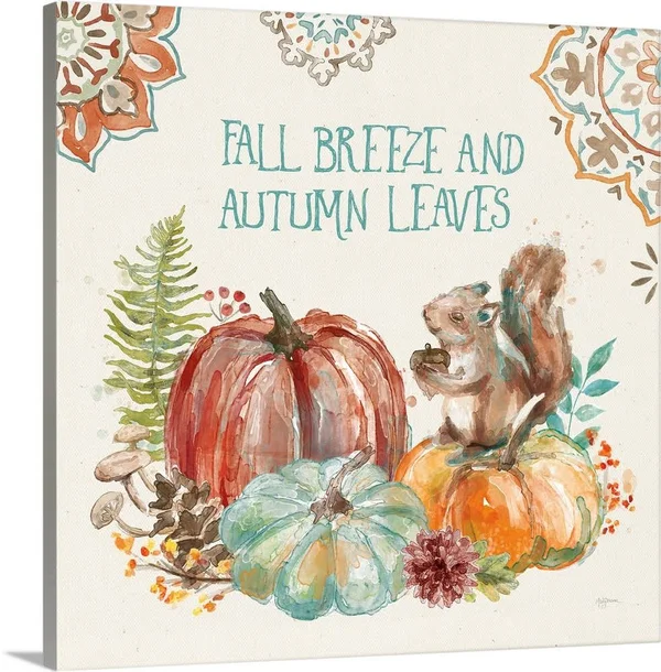 Autumn Friends IV - Canvas Wall Art, 16x16, Great Big Canvas