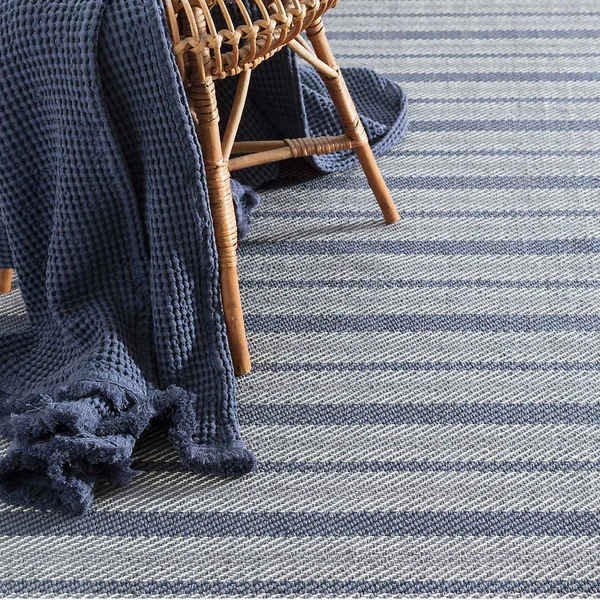 Dash & Albert - 4x6 - Herringbone Stripe Navy Woven Cotton Rug