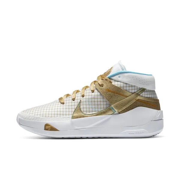 Nike Kd13 Grade School Boys& Basketball Shoes - White/Gold, Size: 4