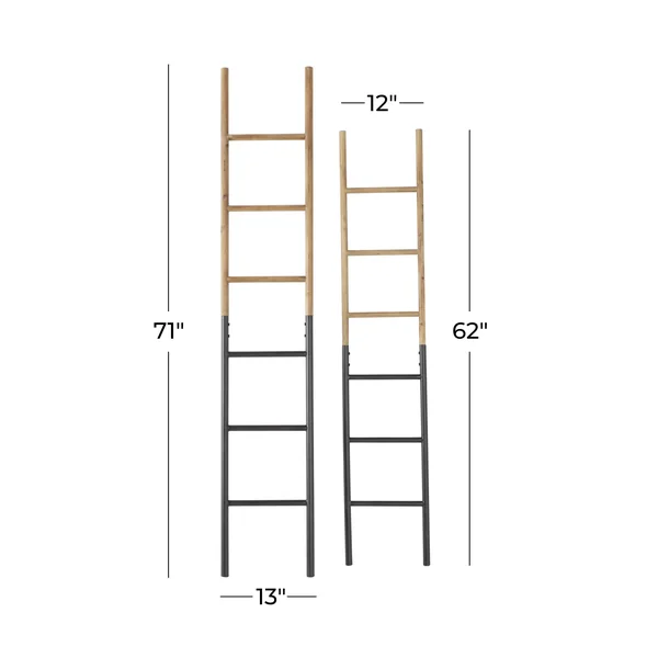 ( Set of 2 ) Brown Metal Industrial Ladder - 71